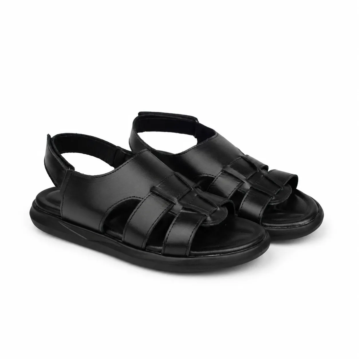 Sandales pour homme 032 Noir Cuir miniature